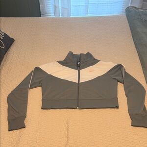Nike Women's Gray and White Bomber Jacket